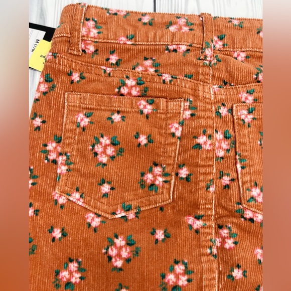 Art Class Girls  Rust Orange Floral Corduroy Skirt - Picture 5 of 7